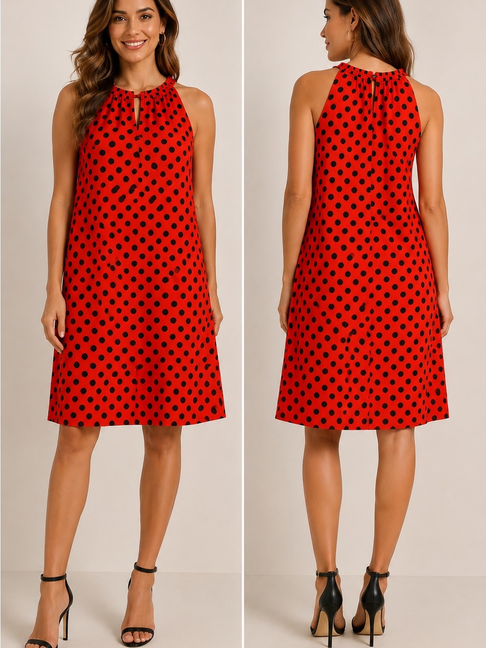 Enfocus Studio Red Top with Black Polka Dots